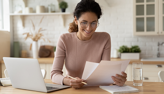 woman reading policy